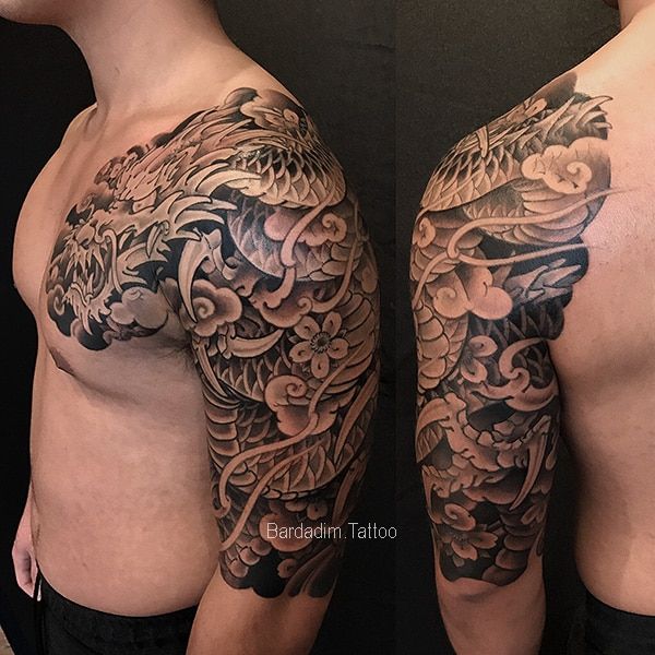 Dragon Japanese Traditional Half Sleeve Tattoos