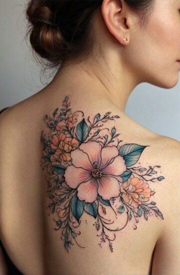 Cascading Flowers tattoo for women